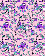 Whimsical Purple Abstract Floral Swirls Rug