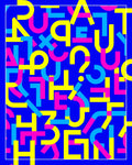 Bold Magenta Yellow Alphabet Clash Rug