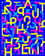 Bold Magenta Yellow Alphabet Clash Rug