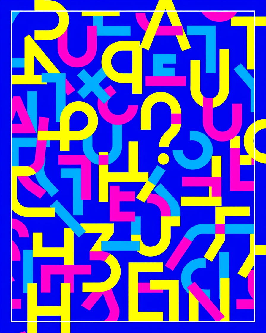 Bold Magenta Yellow Alphabet Clash Rug