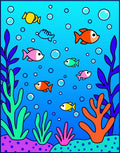 Ocean Life Colorful Fish Bubbles Rug