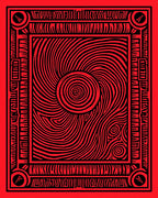 Red Swirl Sun Abstract Frame Rug