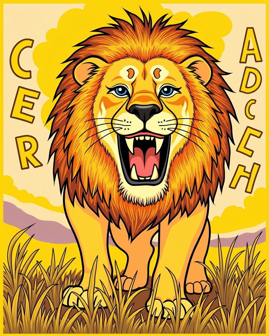 Roaring Golden Lion Yellow Savannah Rug