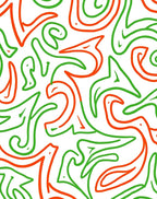 Red Green Abstract Swirls Rug