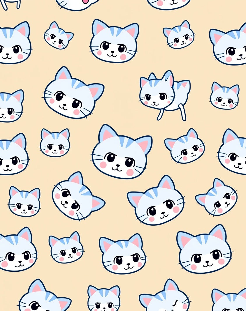 Cute Light Blue Striped Cats Repeating Pattern Rug