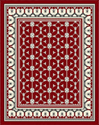 Crimson Cream Geometric Tribal Medallion Rug