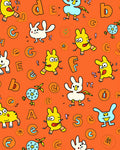 Whimsical Yellow Critters Alphabet Collage Rug