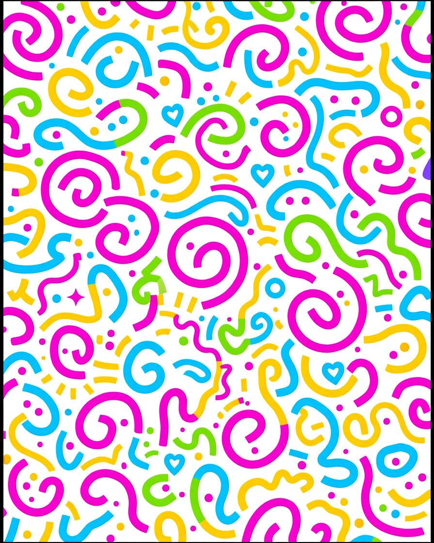 Vibrant Confetti Swirls and Curves Rug
