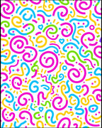 Vibrant Confetti Swirls and Curves Rug