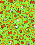 Bright Orange Rocket Ship Swirls Rug