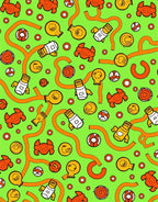 Bright Orange Rocket Ship Swirls Rug