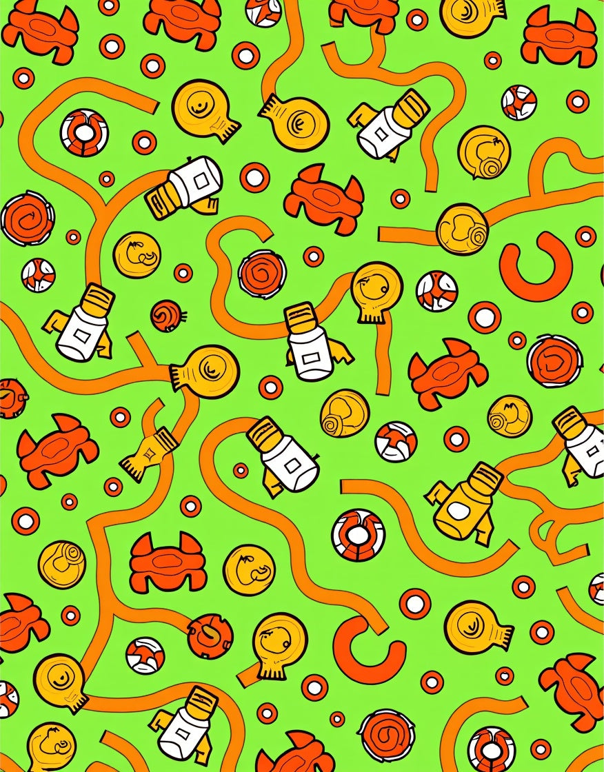 Bright Orange Rocket Ship Swirls Rug