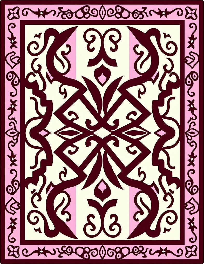 Crimson Cream Interlocking Floral Medallion Rug