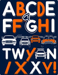 Fun Orange White Alphabet Cars Rug