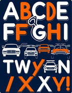 Fun Orange White Alphabet Cars Rug