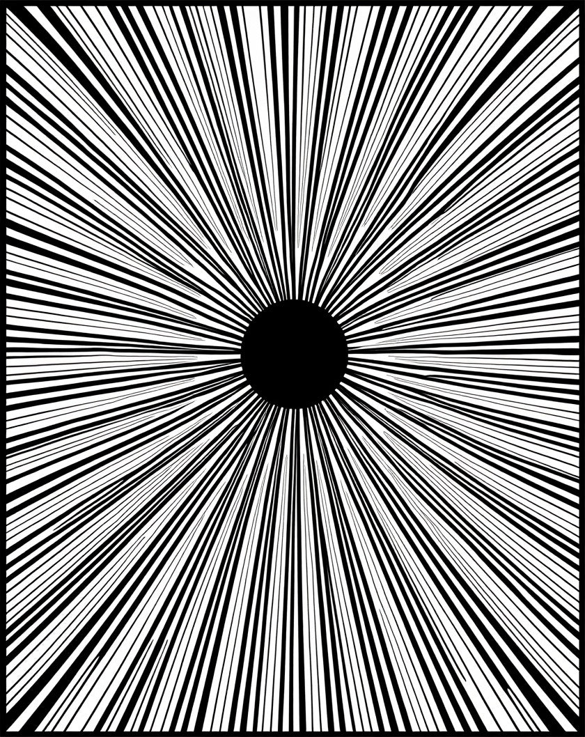 Bold Black Radial Starburst Rug