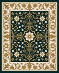 Deep Teal Floral Scroll Work Rug