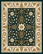 Deep Teal Floral Scroll Work Rug