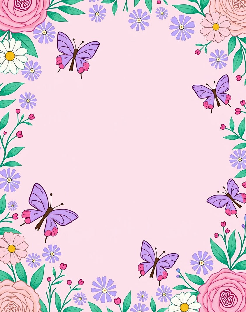Whimsical Purple Butterfly Garden Rug