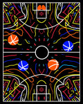 Vibrant Abstract Basketball Court Colors Rug