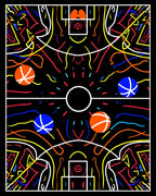 Vibrant Abstract Basketball Court Colors Rug