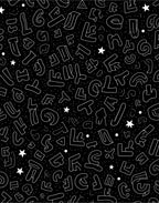 Black White Funky Alphabet Stars Rug