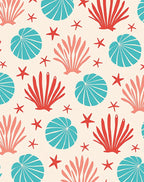 Coral Reef Seashell Starfish Collection Rug