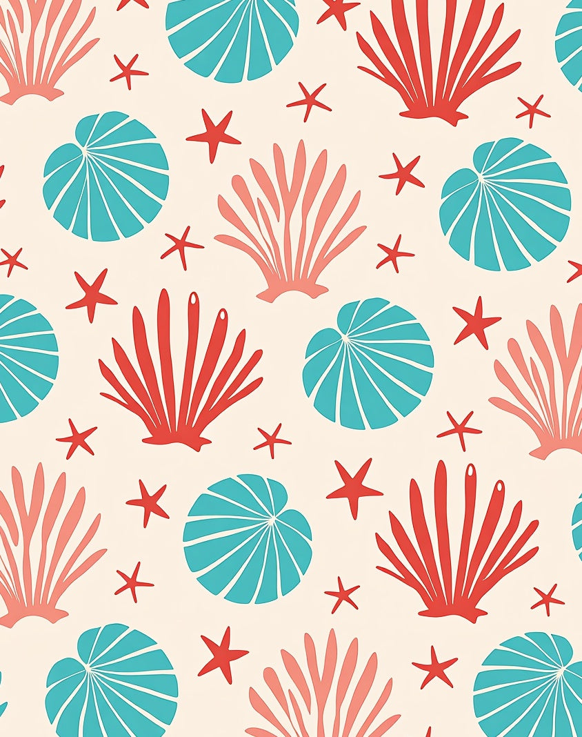 Coral Reef Seashell Starfish Collection Rug