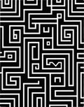 Monochromatic Black White Geometric Maze Rug