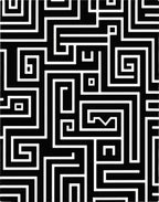 Monochromatic Black White Geometric Maze Rug