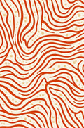 Crimson Wavy Lines Dots Rug
