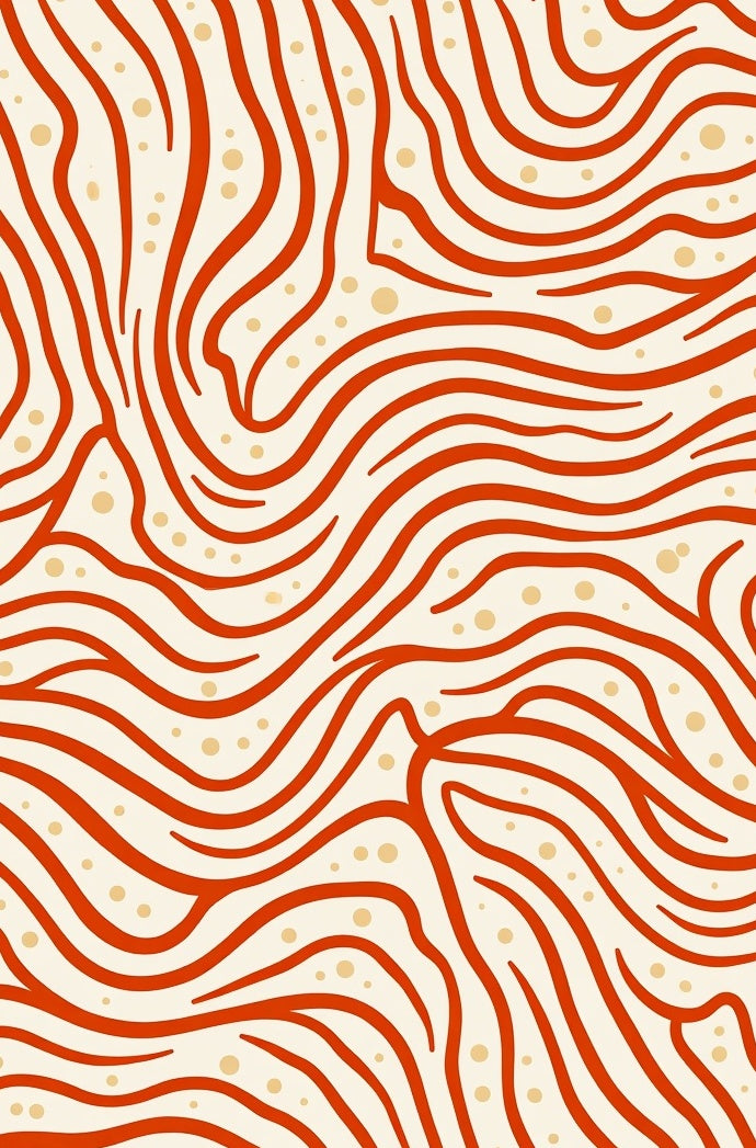 Crimson Wavy Lines Dots Rug