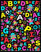 Childlike Alphabet Characters and Numbers Collection Rug