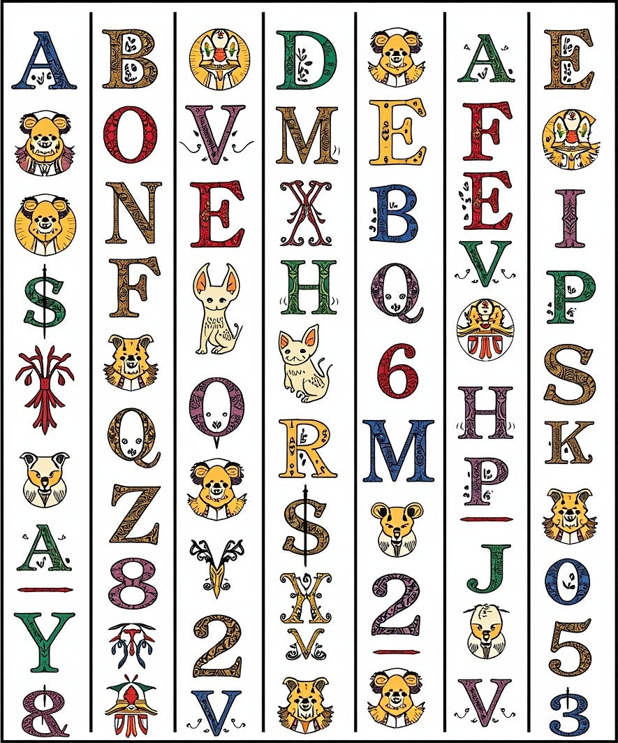 Whimsical Alphabet Creatures And Symbols Rug