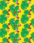 Tropical Parrot Leaf Flower Yellow Rug