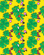 Tropical Parrot Leaf Flower Yellow Rug