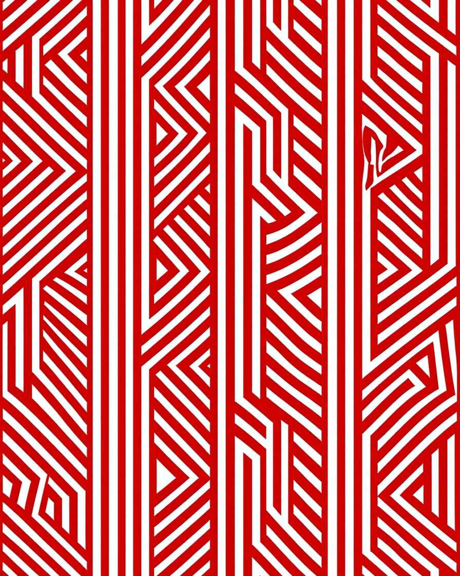Bold Red Geometric Labyrinth Rug