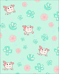 Cute Pink Cow Floral Mint Background Rug