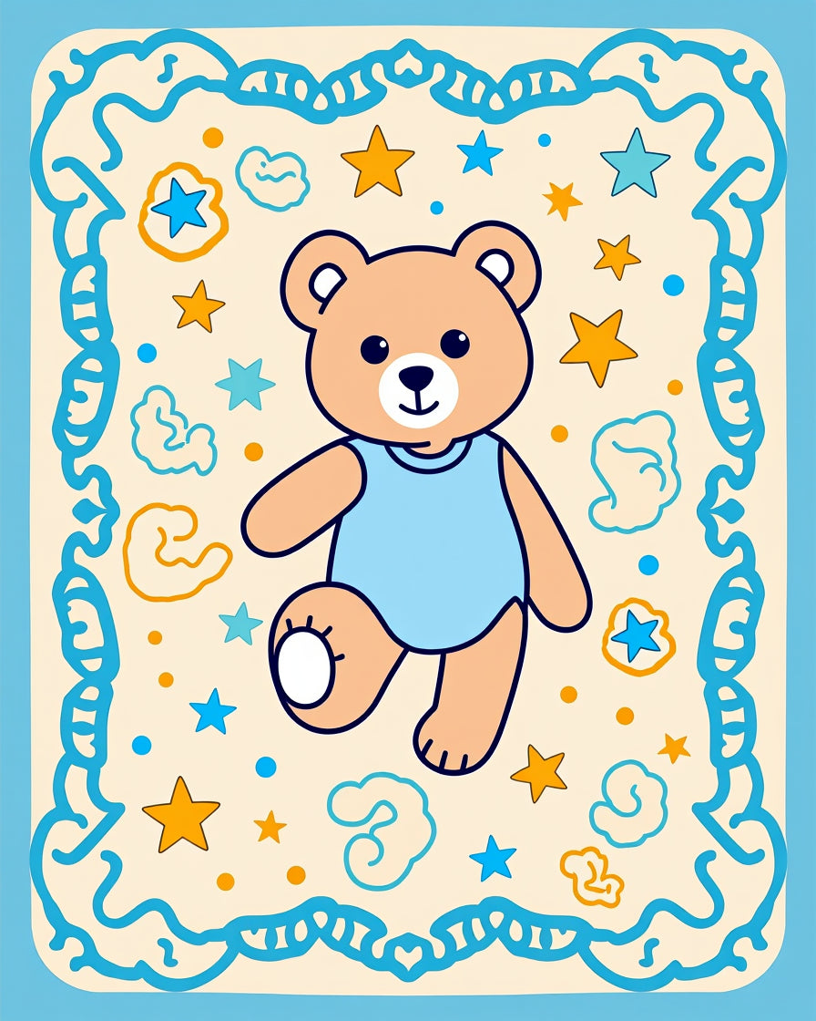 Cute Teddy Bear Starry Dreams Rug