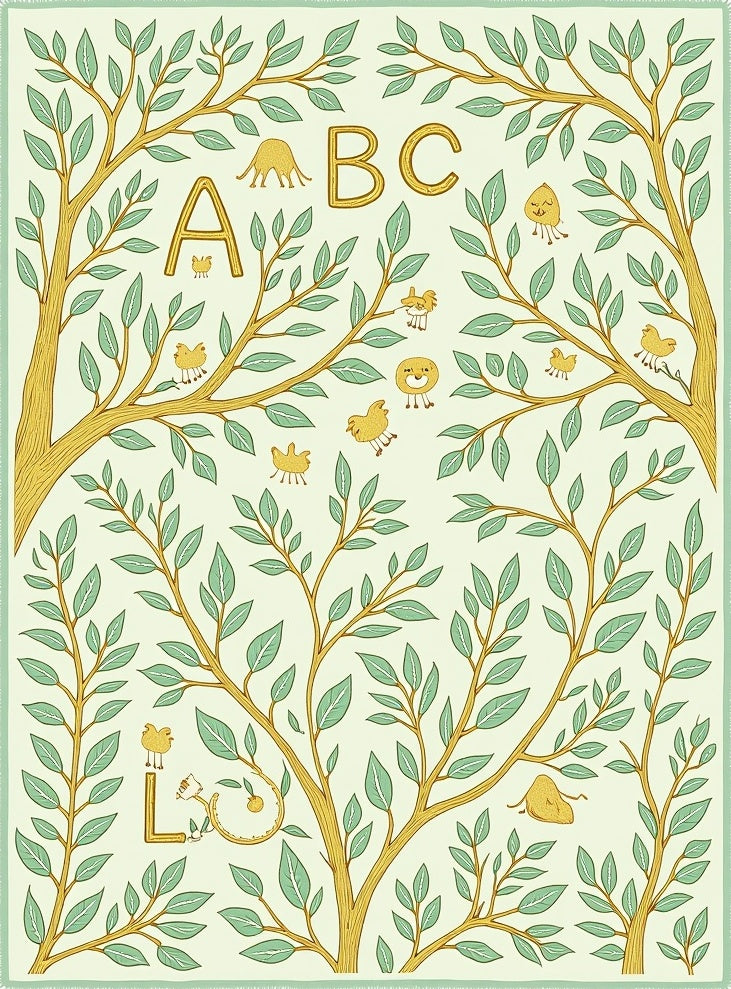 Whimsical Alphabet Trees With Animals Rug