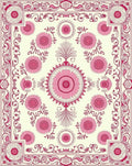 Ornate Pink Floral Border Medallion Rug