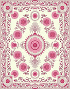 Ornate Pink Floral Border Medallion Rug