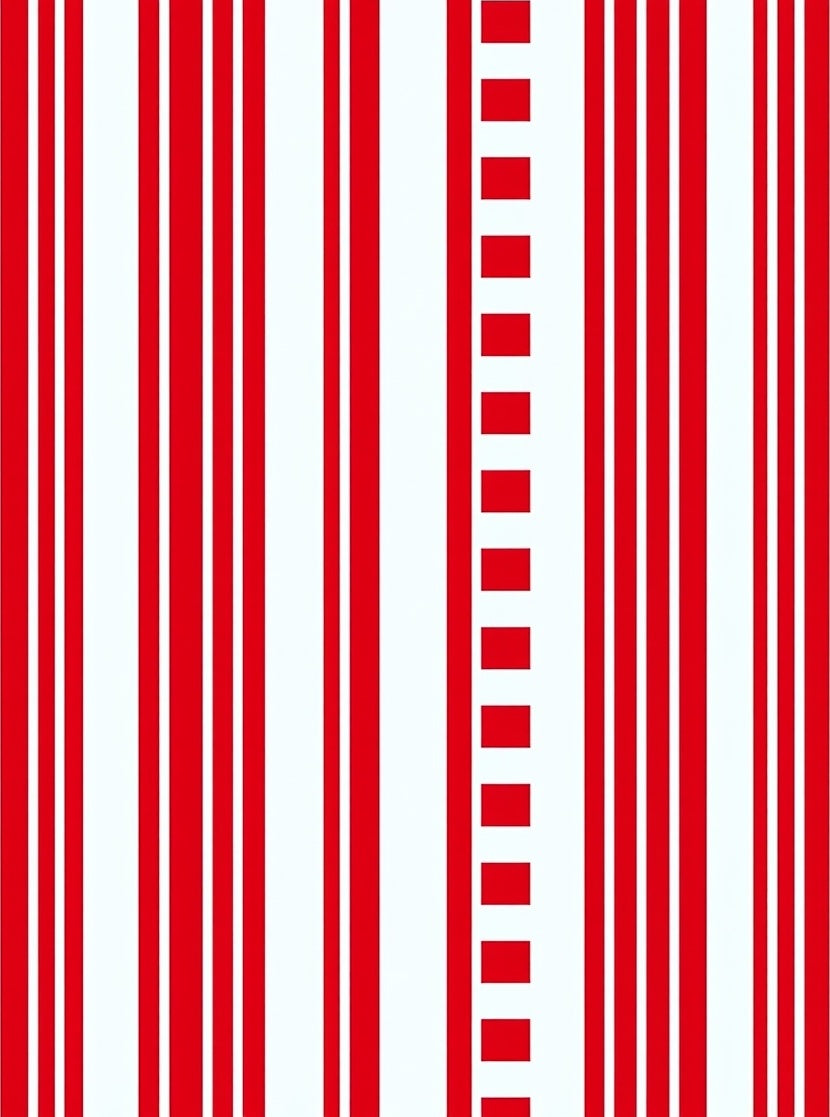 Bold Red White Vertical Stripe Squares Rug