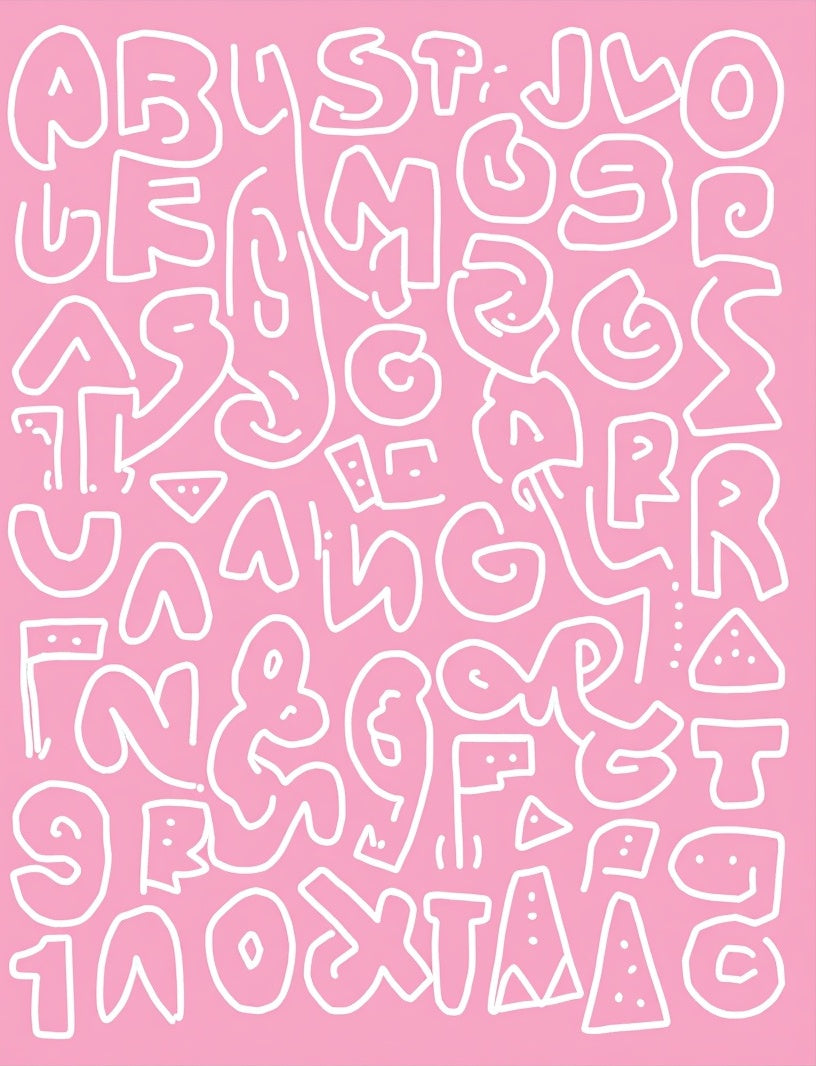 Pink White Alphabet Celebration Rug