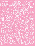 Pink White Alphabet Celebration Rug