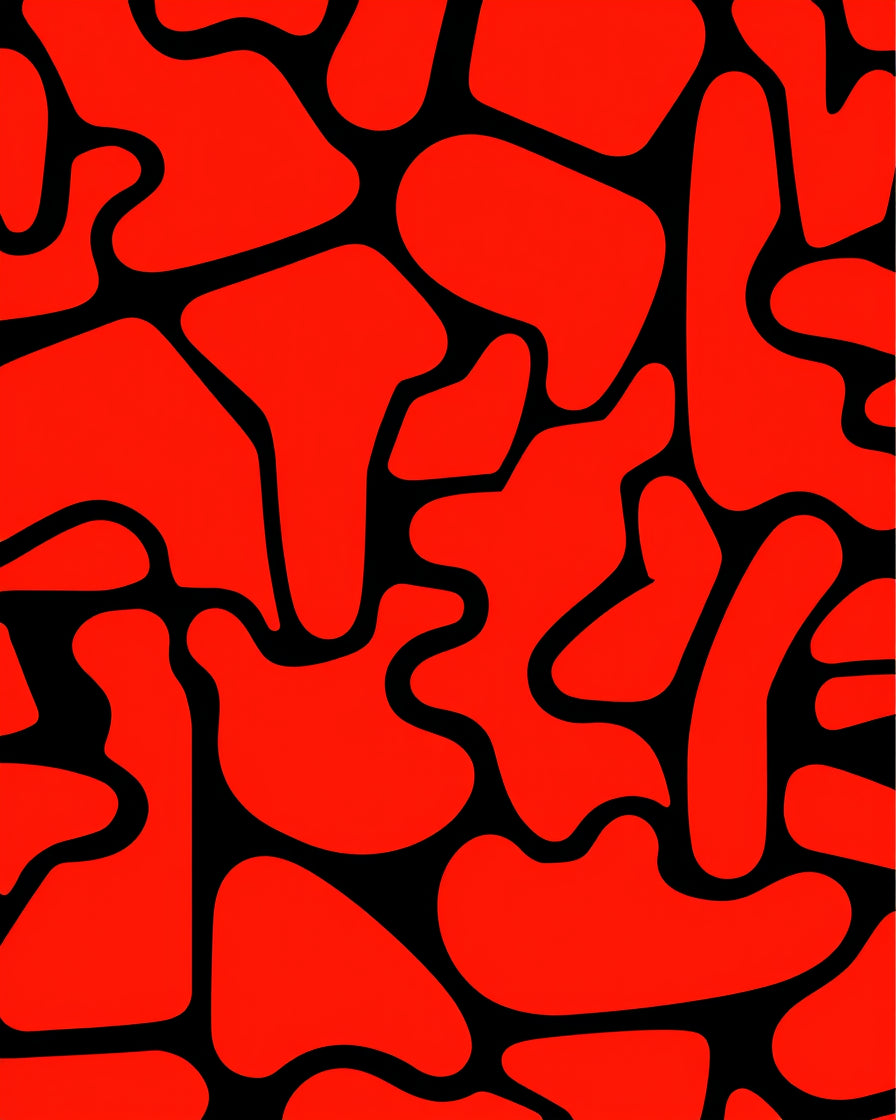 Bold Red Organic Amorphous Shapes Rug