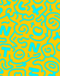 Bright Yellow Cyan Abstract Squiggles Rug
