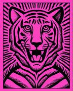 Bold Pink Tiger Face Statement Rug