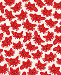 Cute Red Cat Faces Repeating Cream Rug