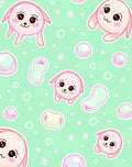Cute Pink Puppy Bubbles Mint Background Rug
